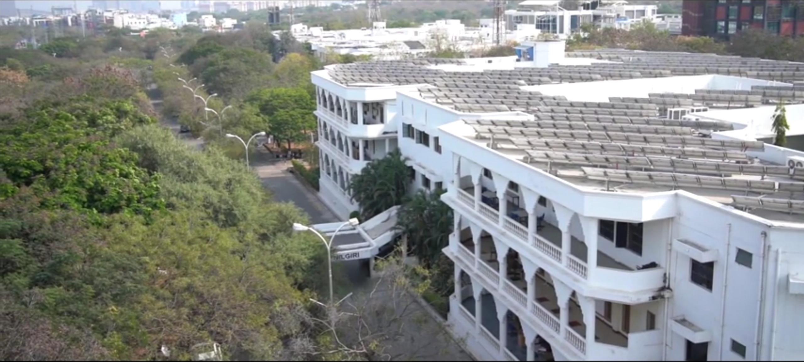 Buildings and greenery on the IIIT Hyderabad campus